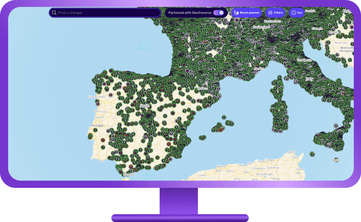 Octopus Electroverse web map showing Spanish chargers