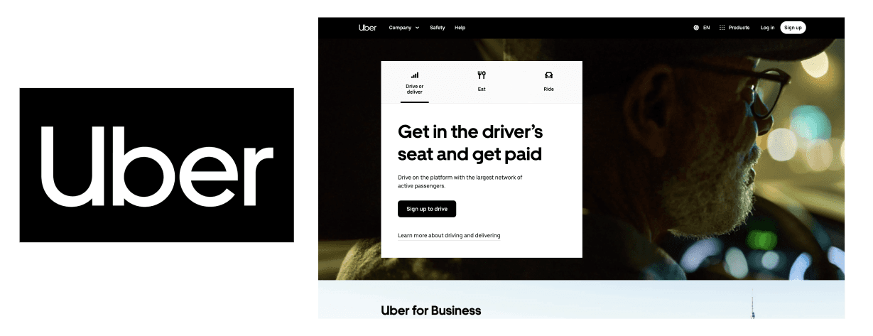 Uber logo and website