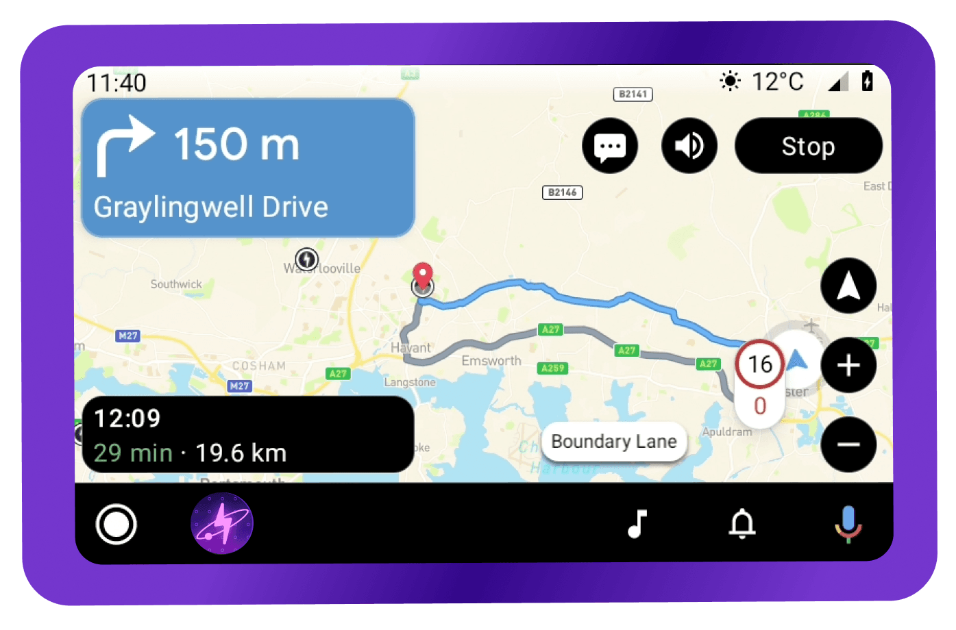 image shows Electric Universe app on Apple CarPlay