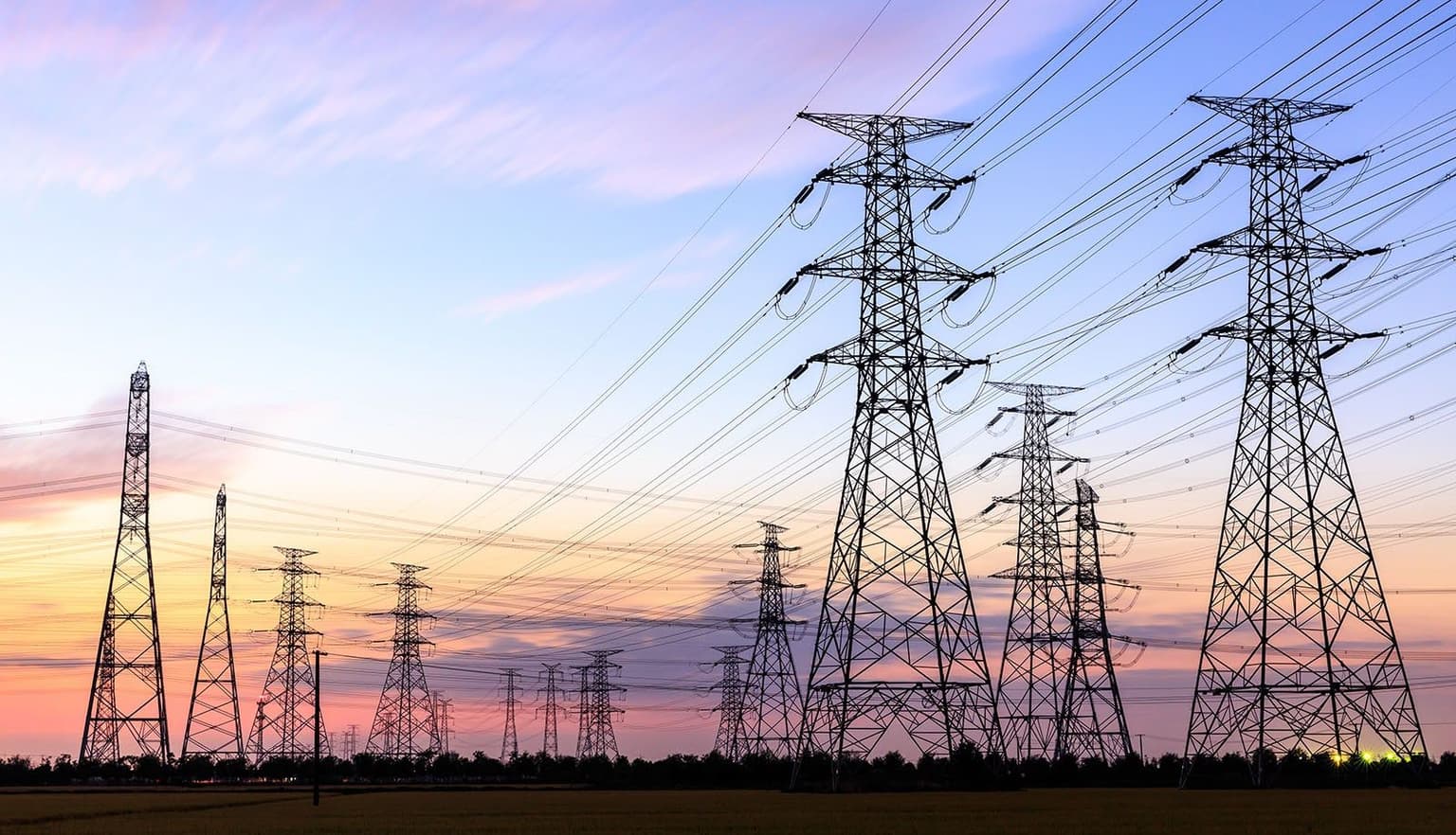 electricity pylon image sunset