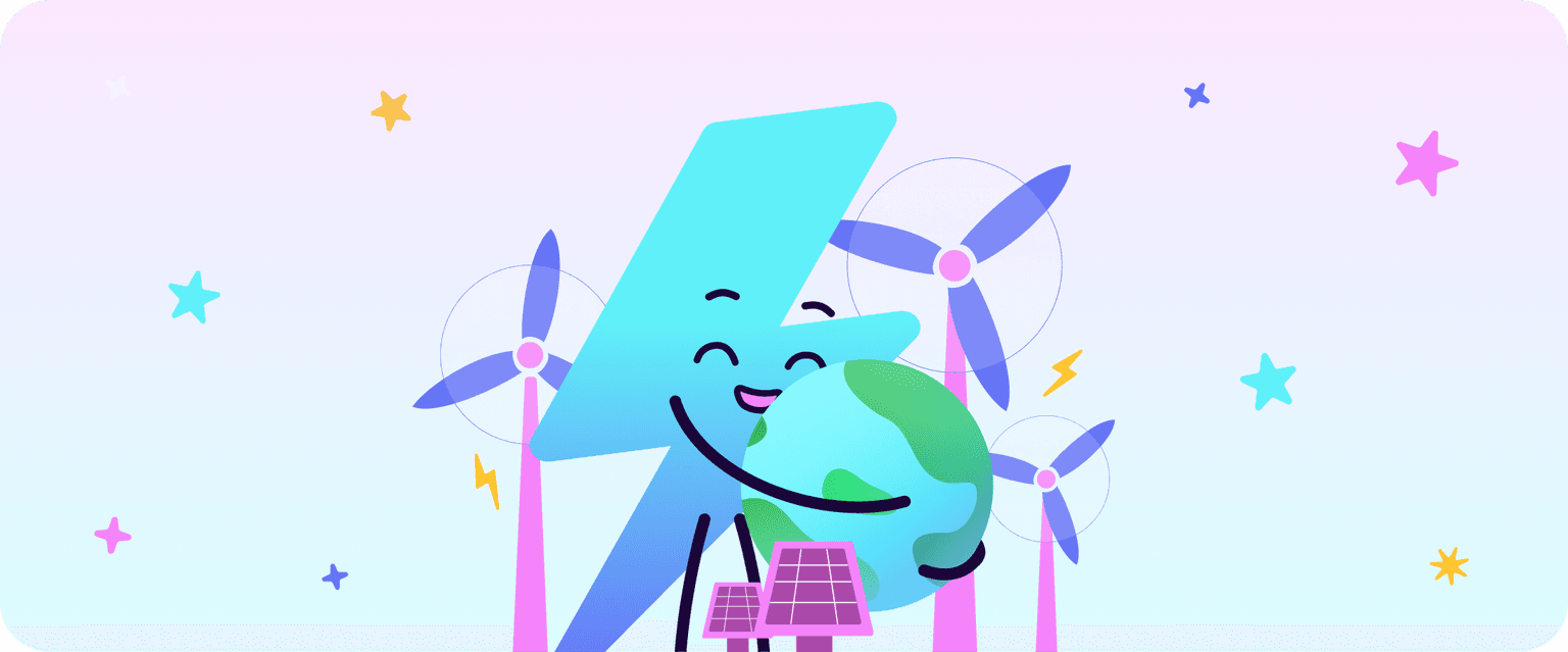 Graphic of Zap hugging the world