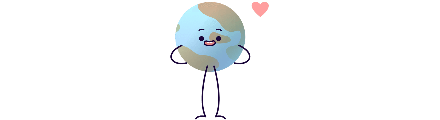 visual of earth looking happy