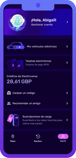 Octopus Electroverse app profile screen