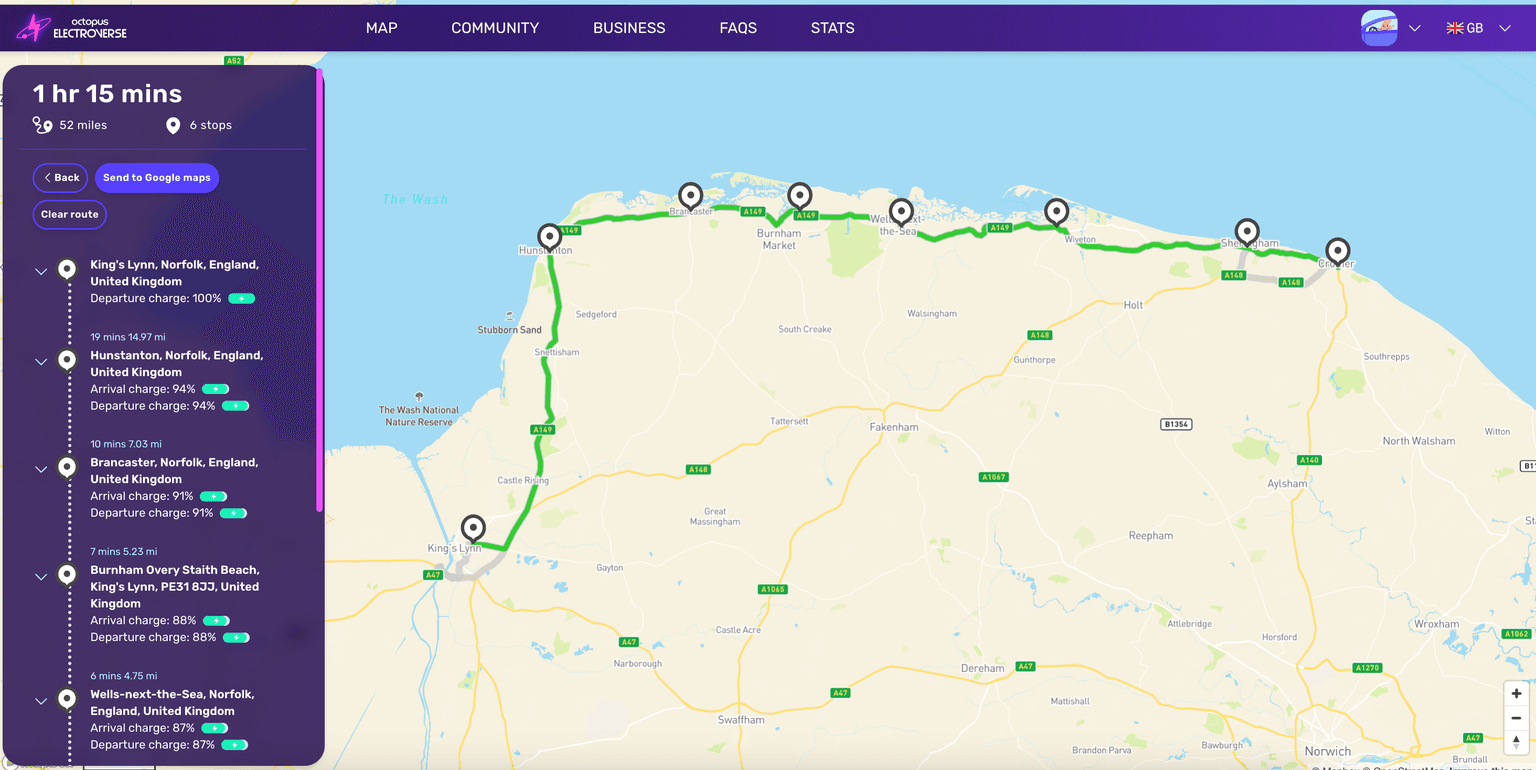 Norfolk Coast Route Planner