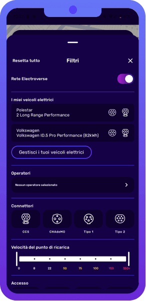 How to filter the charging point map in the Octopus Electroverse app. Come filtrare la mappa dei punti di ricarica nell'app Octopus Electroverse.