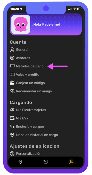 Payment method profile (ES) screenshot phone