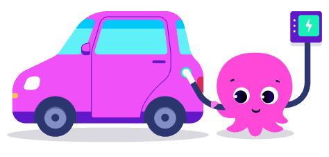 pink octopus charging an EV