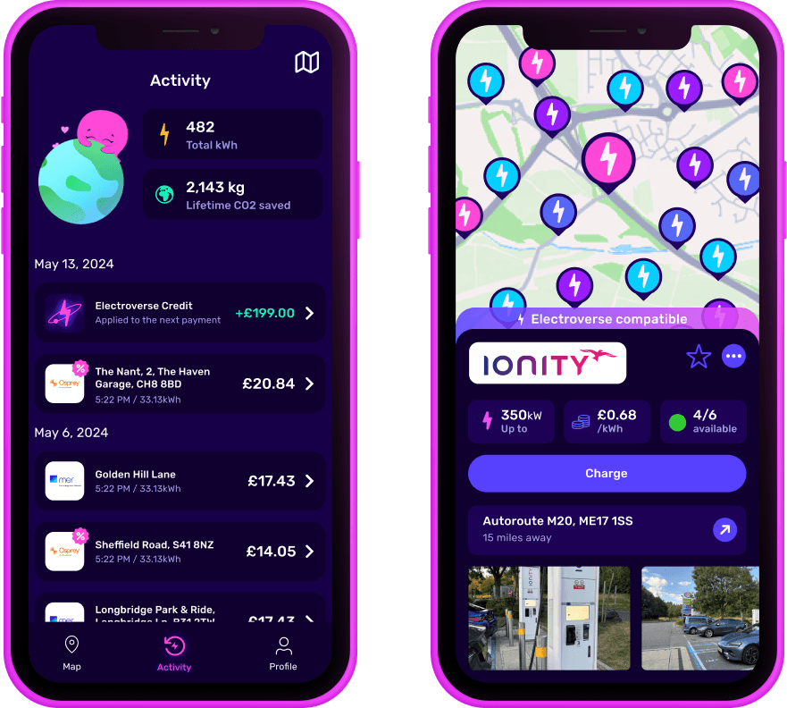 Screenshots of the Octopus Electroverse App