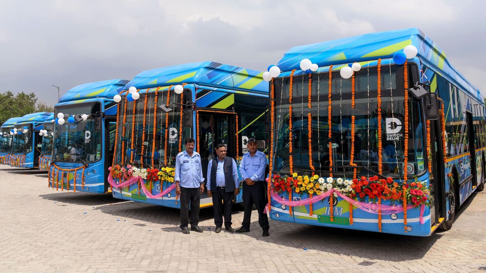 Electric Buses at depot in Delhi