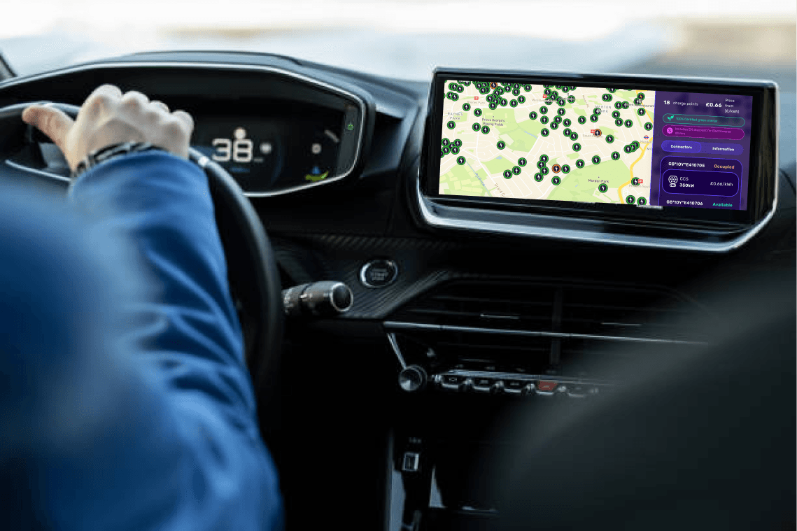 electroverse app being used in an EV