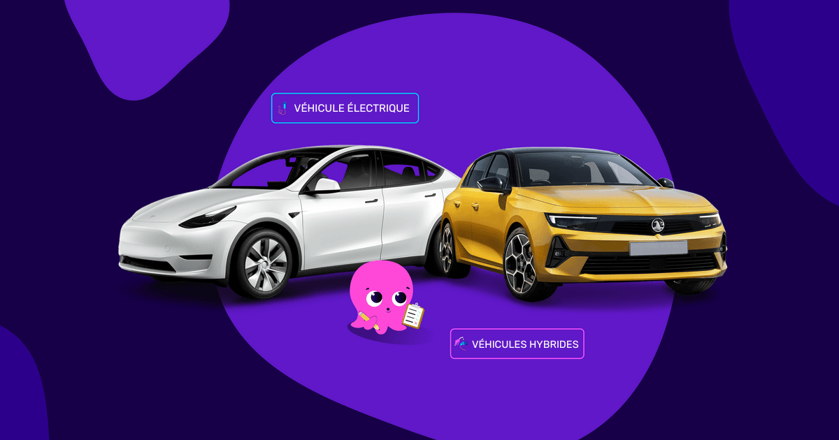 voiture électrique à côté d'une voiture hybride