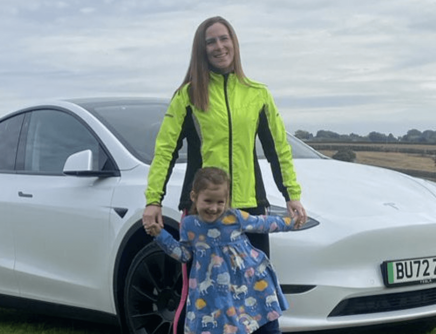 Kate Fantom standing with daughter