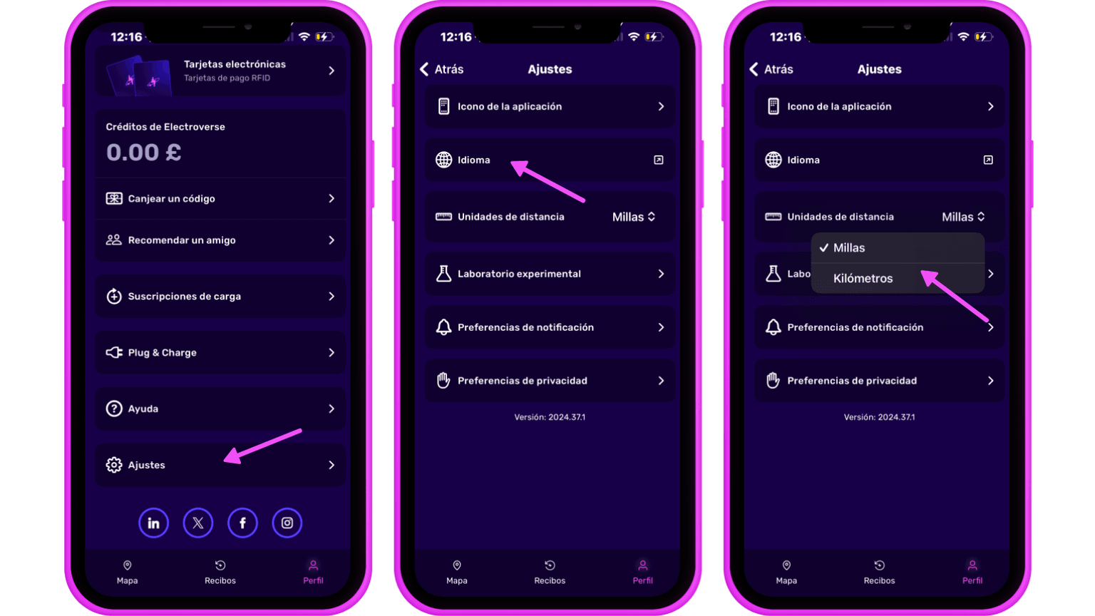 Customisations - language and units ES