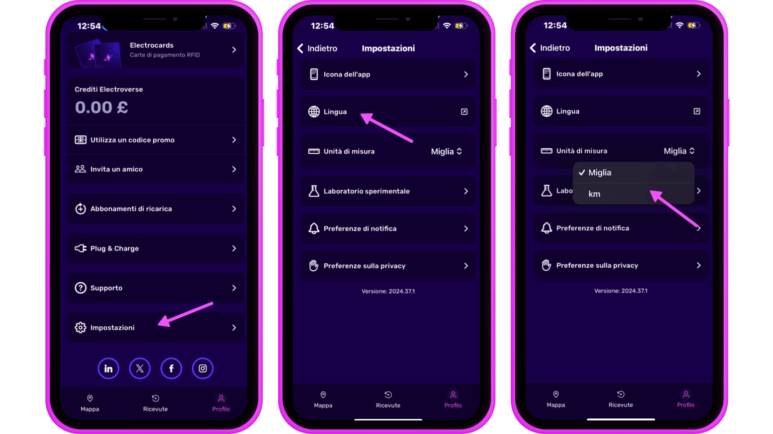 Customisations -  lang and units IT