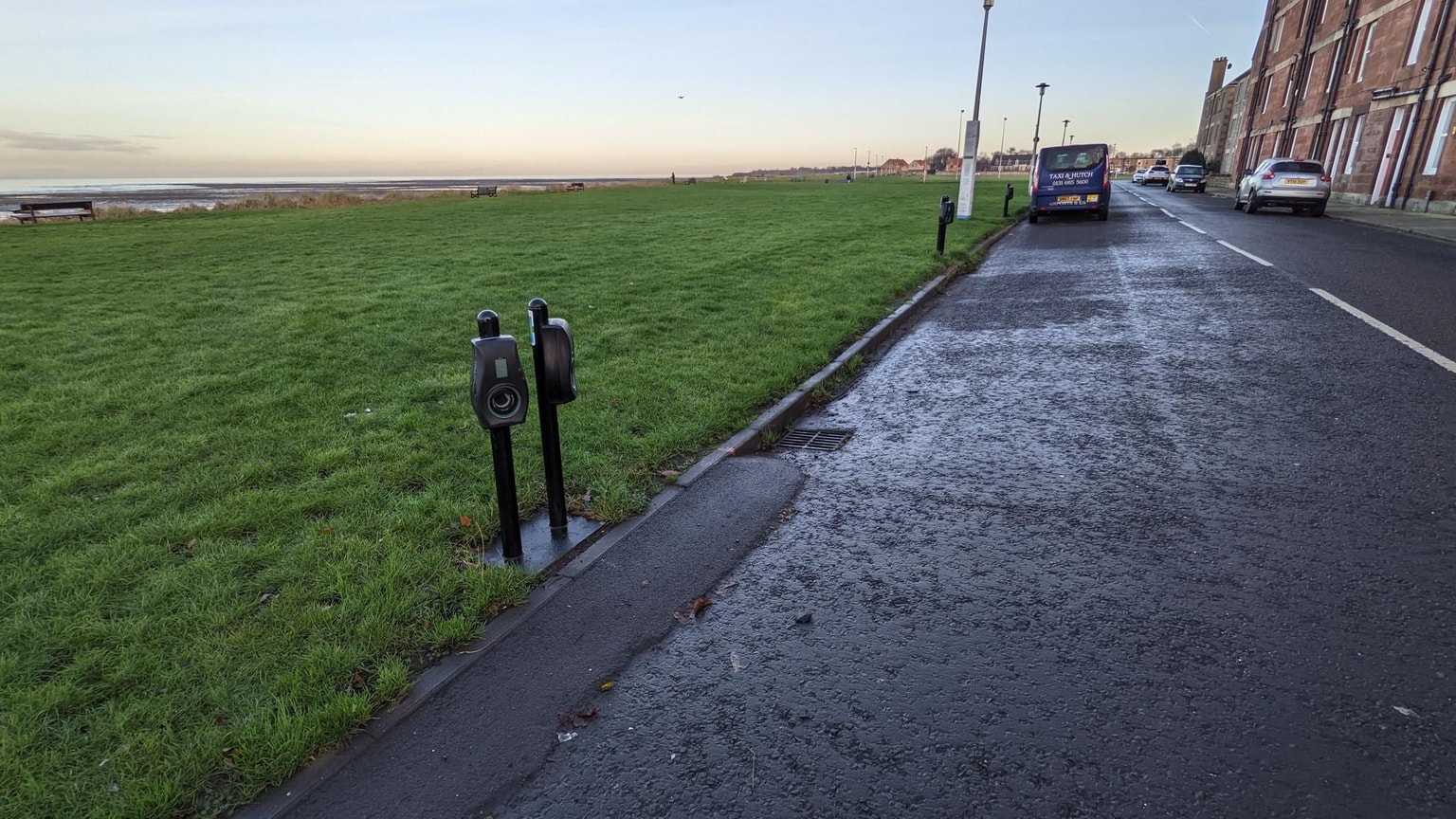 Photo of Connected Kerb EV chargers on the side of the road