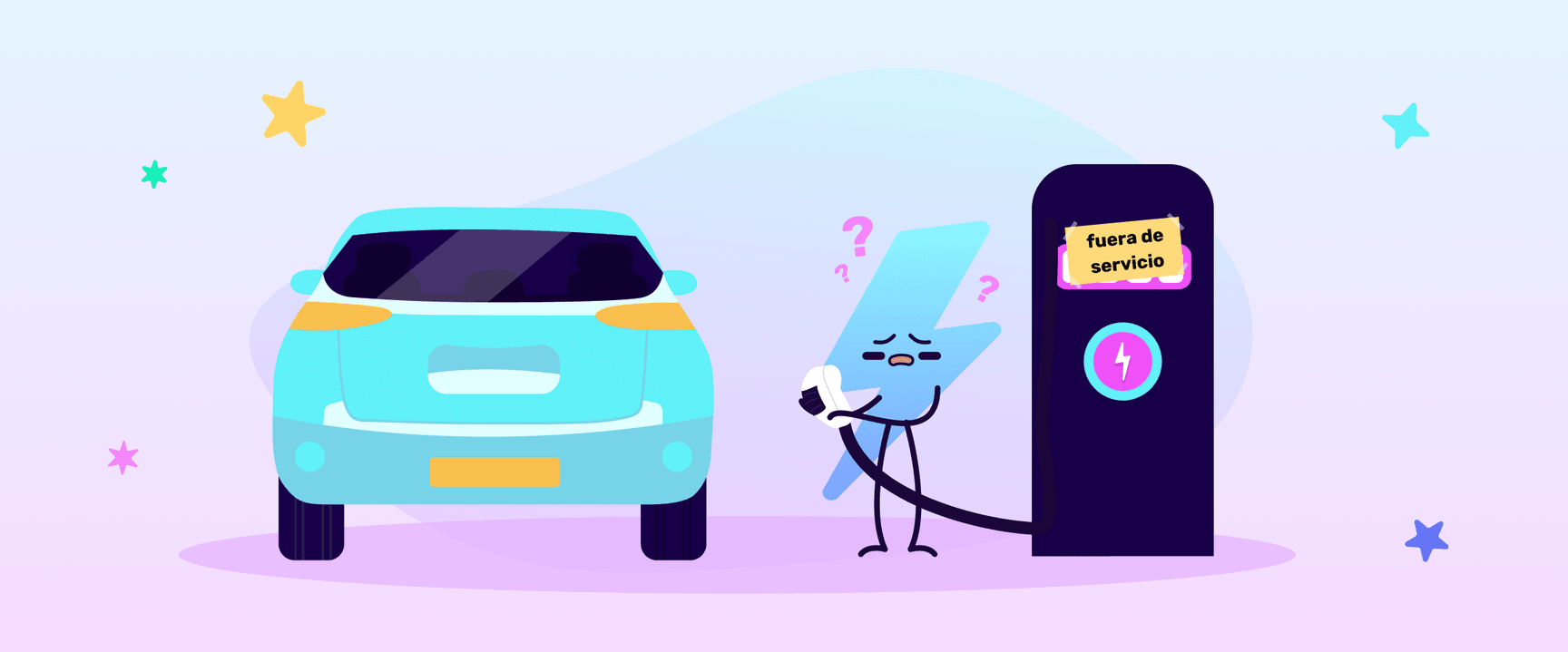 ¿Qué se debe hacer si el punto de carga para vehículos eléctricos está averiado o fuera de servicio?