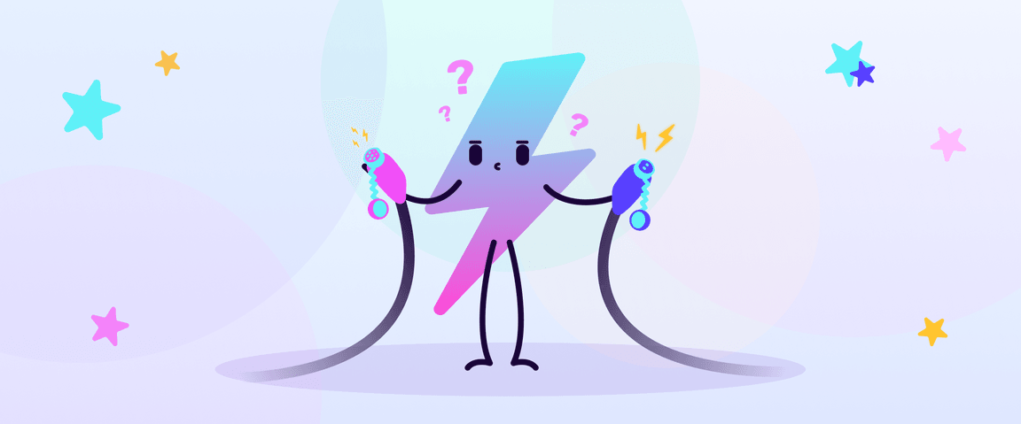 Image of Octopus Electroverse mascot, Zapman, holding different EV chargers looking confused