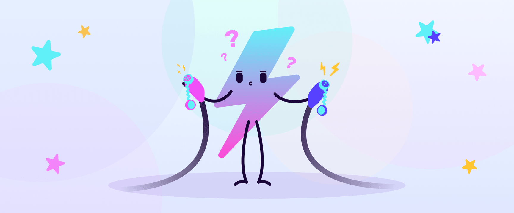 Image of Octopus Electroverse mascot, Zapman, holding different EV chargers looking confused