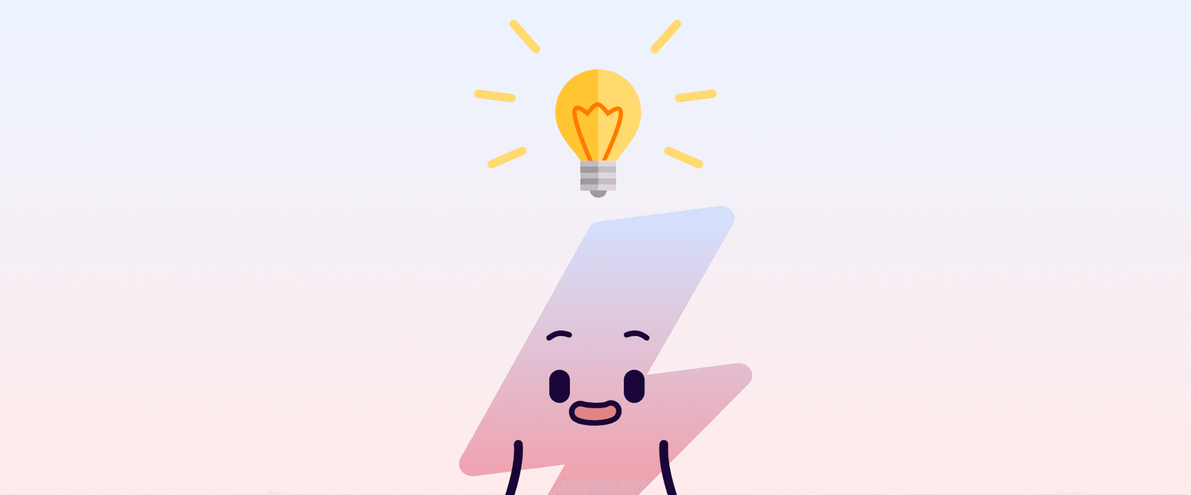 Zoomed in visual of zapman with lightbulb above head