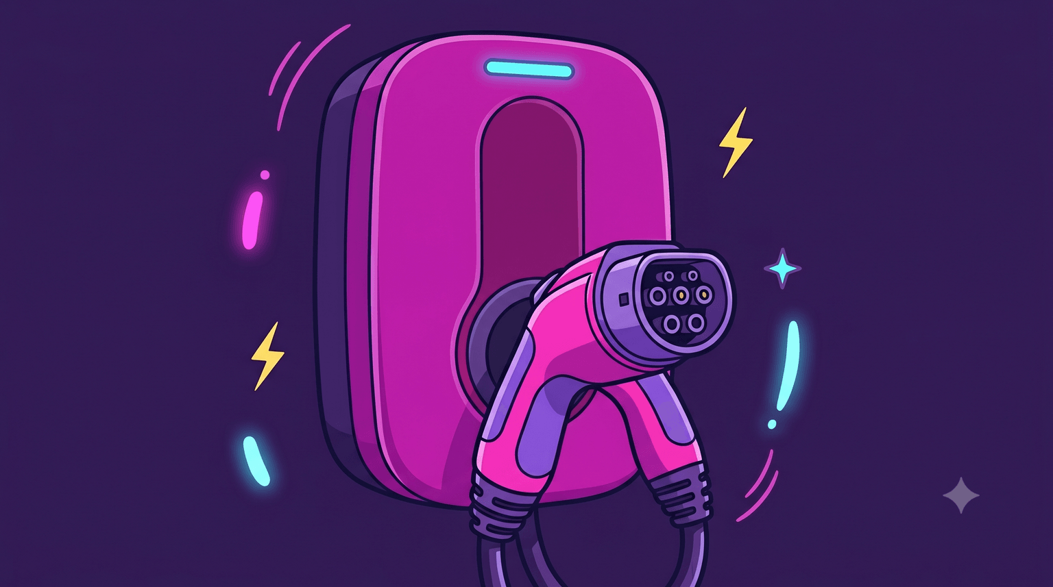 Type two wallbox connector in a cartoon style