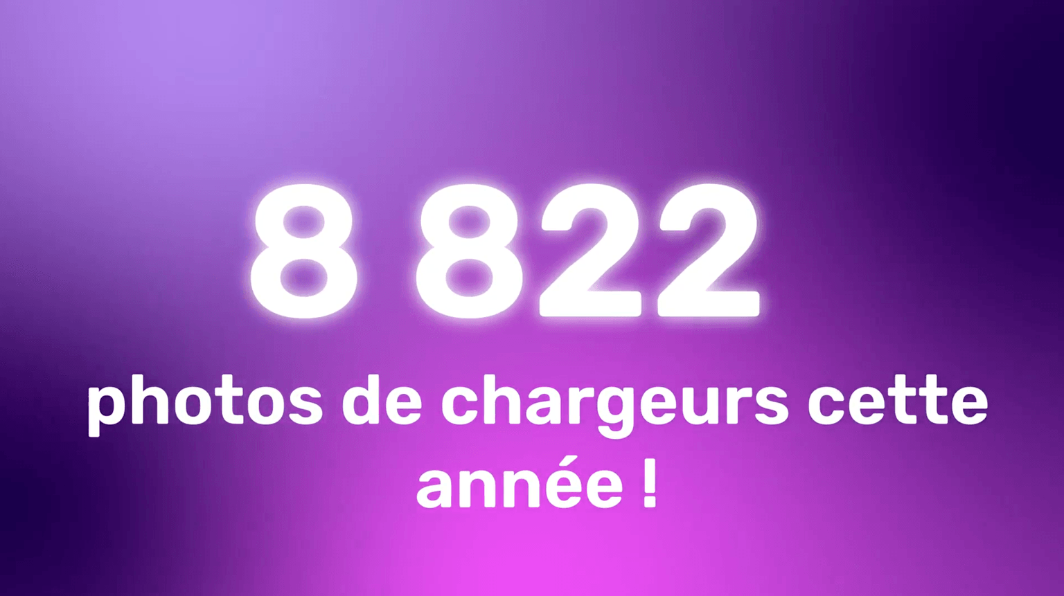 Texte sur fond violet dégradé : « 8 822 photos de chargeurs cette année ! »