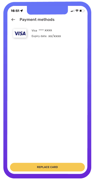 IPhone screenshot of 'replace card'