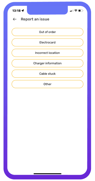Report an issue list screenshot