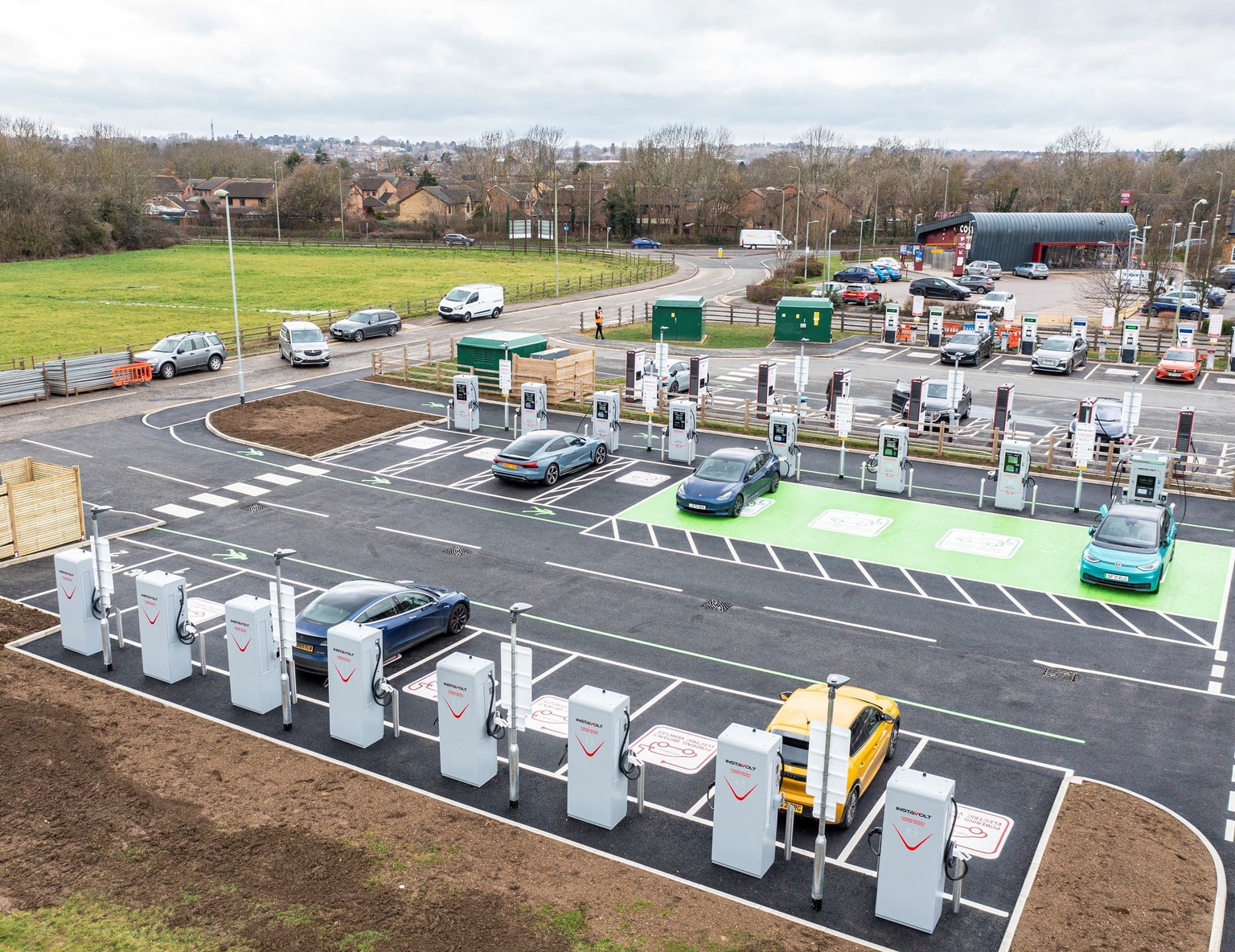 Photograph of InstaVolt EV chargers at Stroud Park