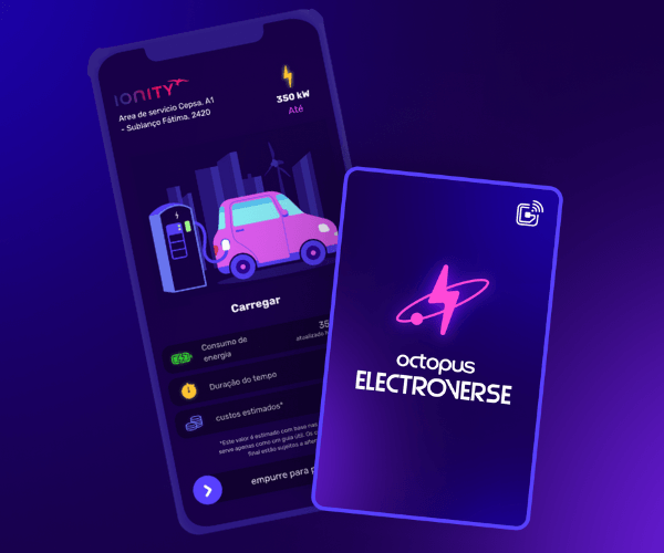 Octopus Electroverse Electrocard and app charging screen