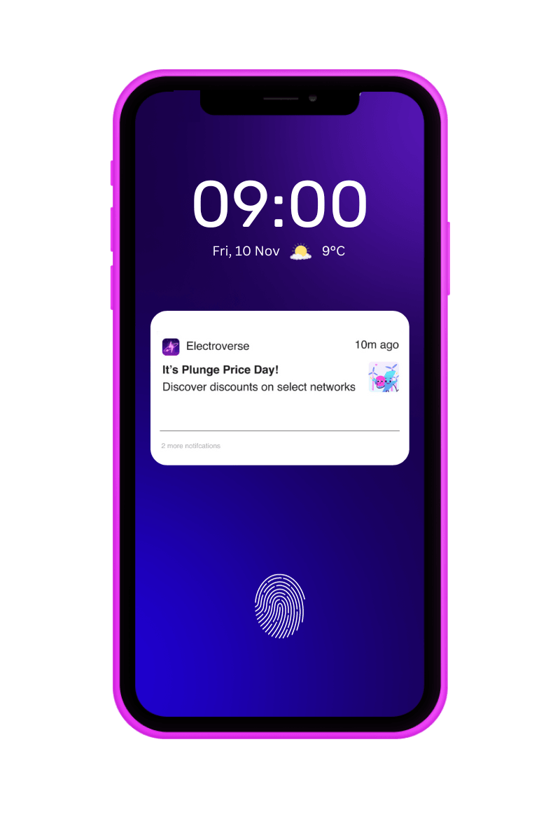 Example of an app notification from Octopus Electroverse