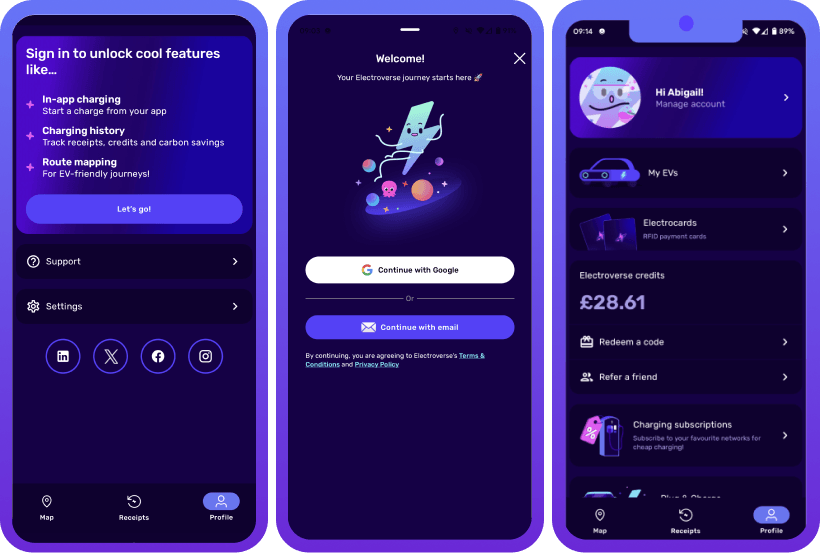 How to sign in and view your profile in Electroverse