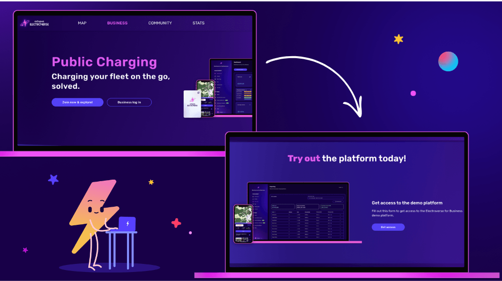 how to access demo Electroverse for Business platform on website