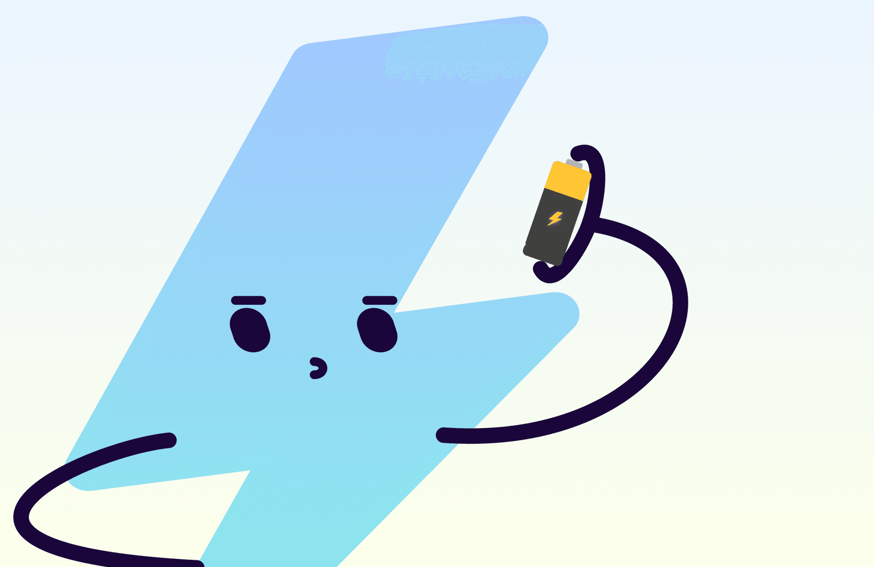 visual of zap man holding a battery