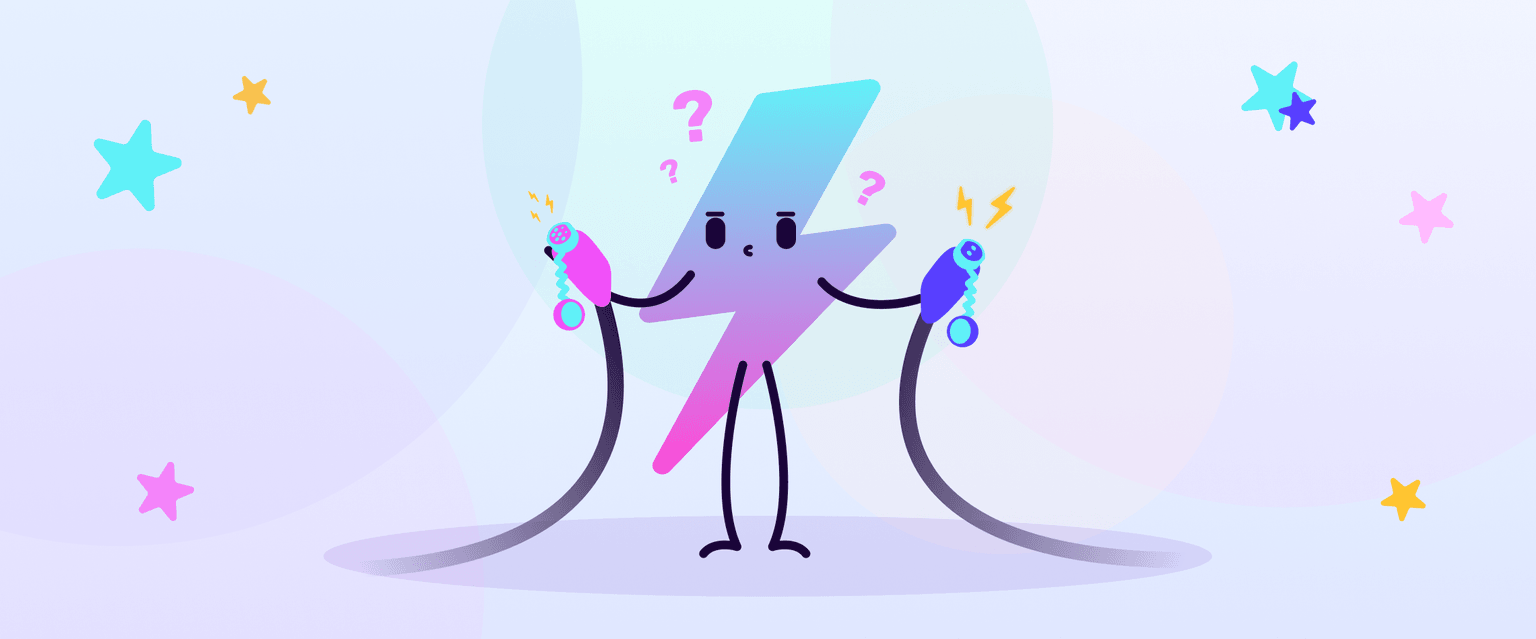 Imagen de la mascota de Octopus Electroverse, Zapman, sosteniendo diferentes cargadores de vehículos eléctricos con aspecto confundido.