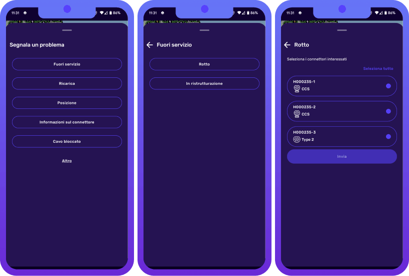 Come segnalare un problema di ricarica di un veicolo elettrico nell'app Electroverse