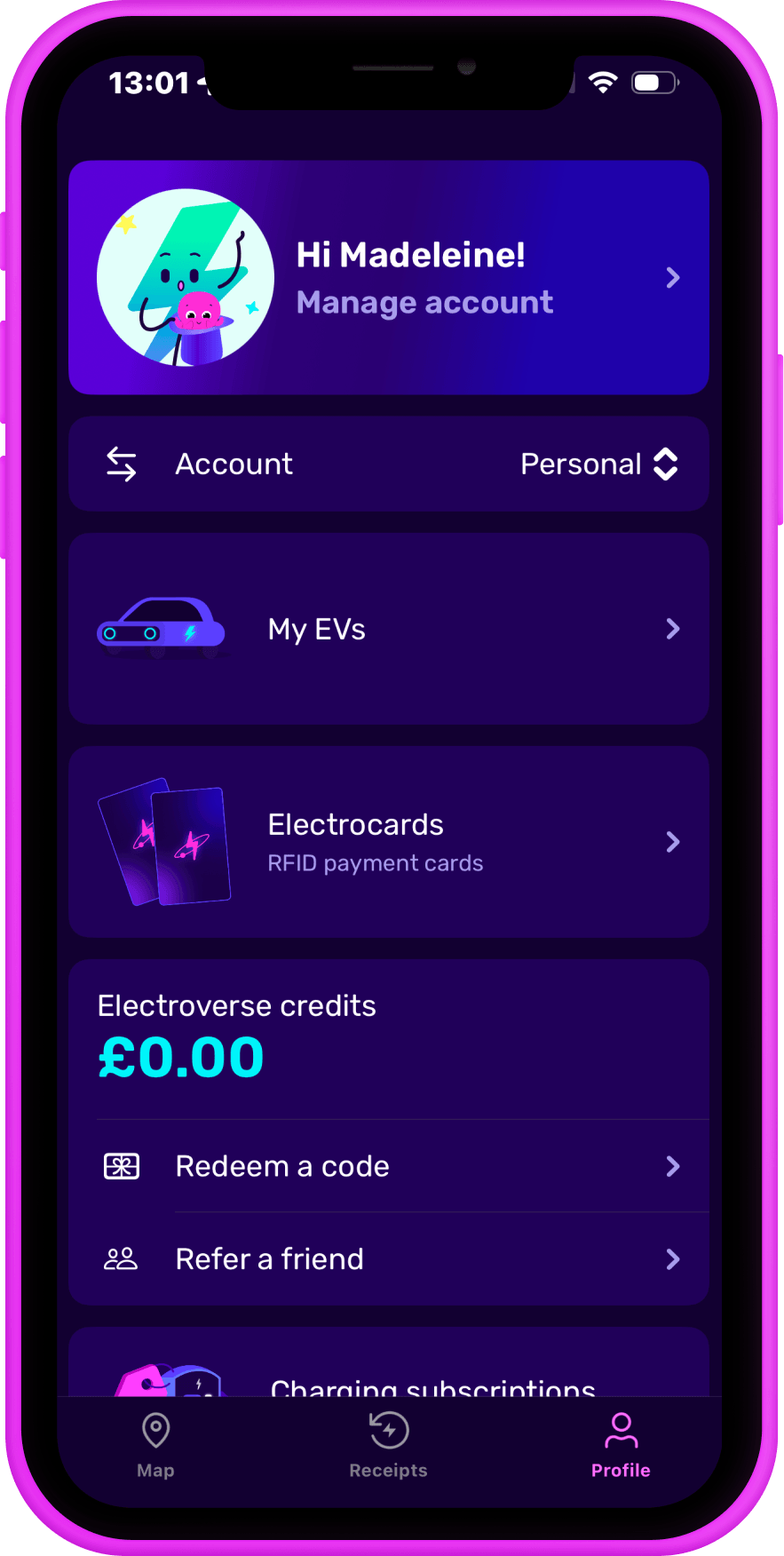 New profile screenshot