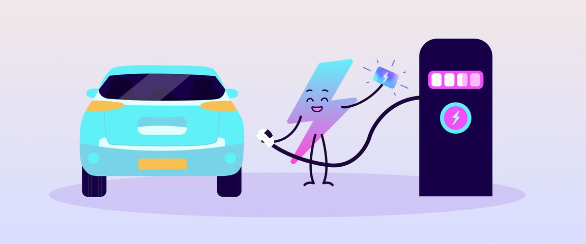 image shows zapman using the electric juice card at a charging station with an EV