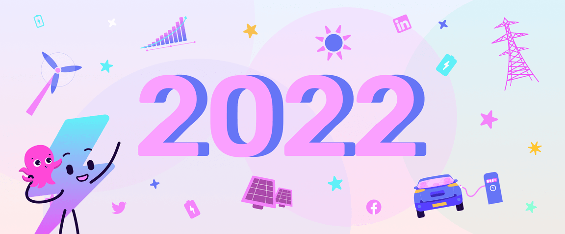 Image shows key illustrations celebrating 2022 for octopus electric universe